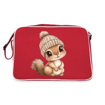 écureuil mignon mignon bébé mignon enfants dessin animé animal - Sac Retro - rouge/blanc - Dos
