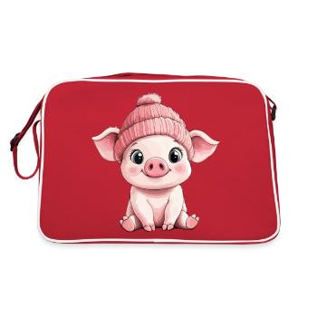 Cochon mignon mignon bébé enfants dessin animé animal - Sac Retro - rouge/blanc - Dos