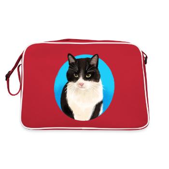 Black White Cat - Retro Bag - red/white - Back