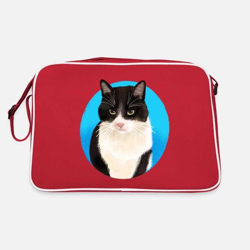 Noir Blanc Chat Sac Retro