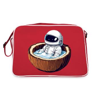 Un astronaute baigne dans la noix de - Drôle - Sac Retro - rouge/blanc - Dos