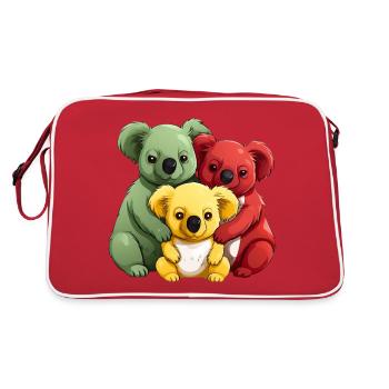 Famille de koalas colorés, rouges, jaunes et verts - Sac Retro - rouge/blanc - Dos