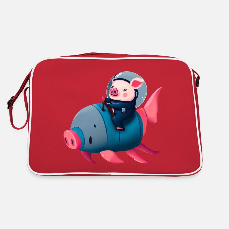 Pig Astronaut sur Pig Rocket Sac Retro