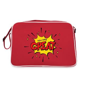 Du bist großartig - Retro Tasche - Rot/Weiß - Hinten