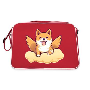 Angel Shiba Inu chien avec des ailes - nuage - Sac Retro - rouge/blanc - Dos