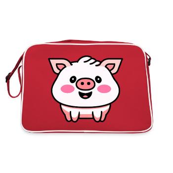 Mignon cochon qui rit Kawaii - Sac Retro - rouge/blanc - Dos