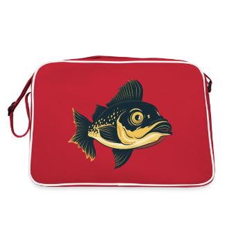 Fisch Zander Angler - Retro Tasche - Rot/Weiß - Hinten