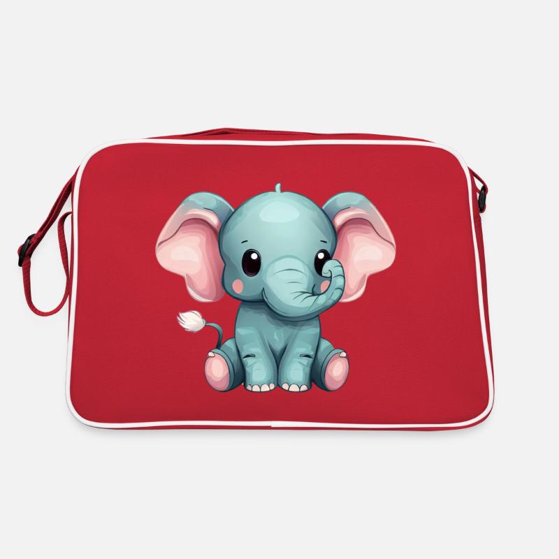 Süßer Sitzender Grauer Elefant Retro Tasche