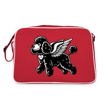 Caniche noir et blanc avec collier et - Sac Retro - rouge/blanc - Dos
