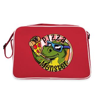Pizza Monster Pizza Dinosaur cool Pizza Monster - Retro Bag - red/white - Back