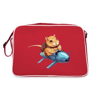 Hamster on Rocket - Funny Space Design - Retro Bag - red/white - Back