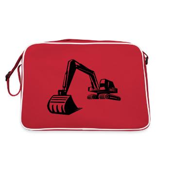 Excavator Silhouette, Precise Design for - Retro Bag - red/white - Back