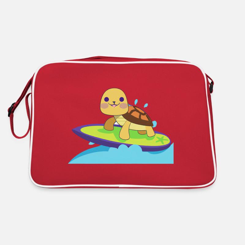 Kawaii Turtle Surfer - Cute Beach Design Retro Bag