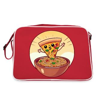 Sweet pizza slice dancing dans les nouilles asiatiques - Sac Retro - rouge/blanc - Dos