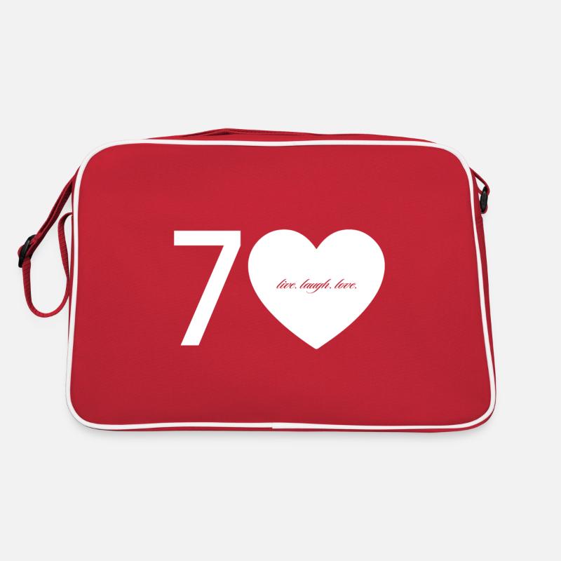 70 mit Herz - live. laugh. love. Retro Tasche