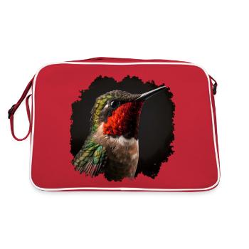 Kolibris sind für ihre bunten Federn bekannt - Retro Tasche - Rot/Weiß - Hinten