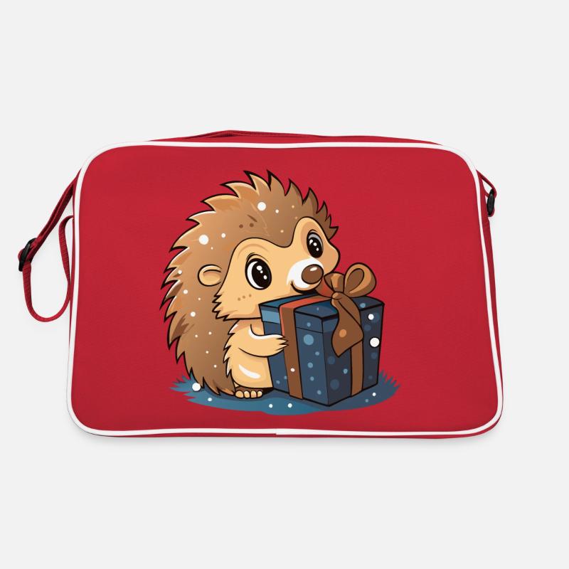 Un hérisson mignon déballe un cadeau Sac Retro