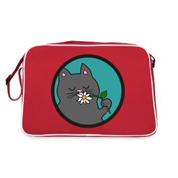 Chat gris d’été - Sac Retro - rouge/blanc - Dos
