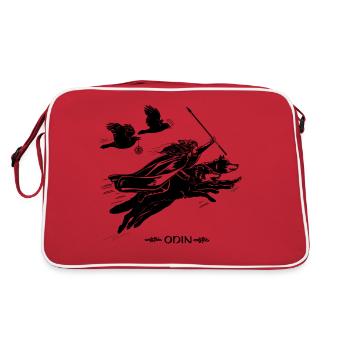 Odin with Geri and Freki - Retro Bag - red/white - Back