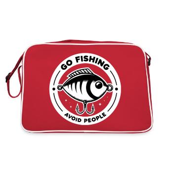 Aller à la pêche, éviter les gens, se reposer au bord de l’eau - Sac Retro - rouge/blanc - Dos
