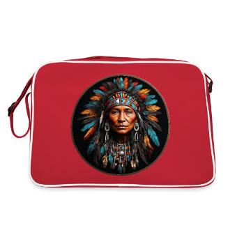 Indien d'Amérique avec une coiffe en plumes colorées - Sac Retro - rouge/blanc - Dos