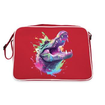 Alligator crocodile caïman reptile prédateur animal - Sac Retro - rouge/blanc - Dos
