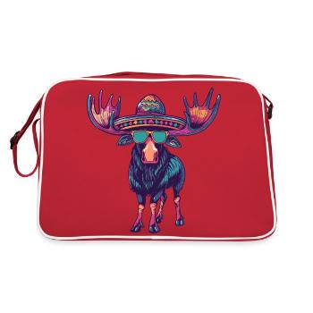 Elch Comic Lustig Sombrero - Retro Tasche - Rot/Weiß - Hinten