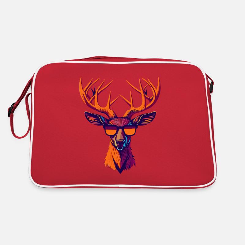 Retro-Hirsch-Revolte - Retro Tasche - Rot/Weiß