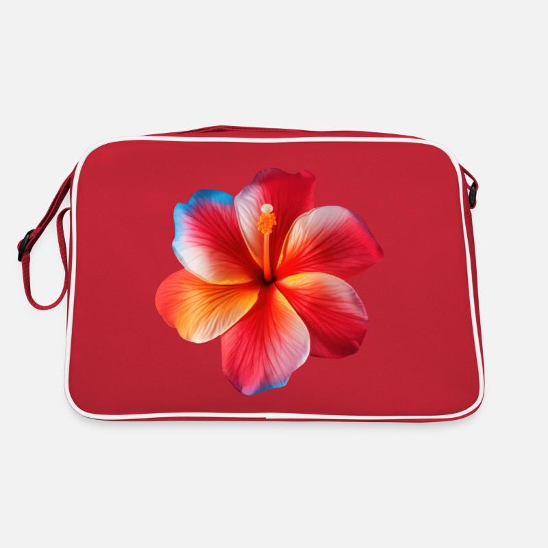 Hibiskus Hawaii Blume - Retro Tasche - Rot/Weiß