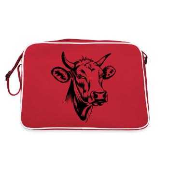 Kuh Kühe - Retro Tasche - Rot/Weiß - Hinten