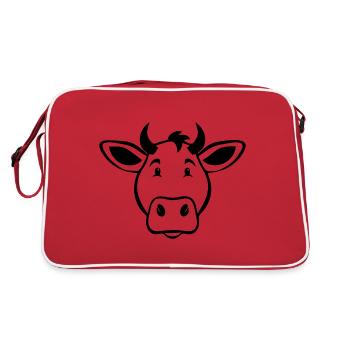 Kuh Kühe - Retro Tasche - Rot/Weiß - Hinten