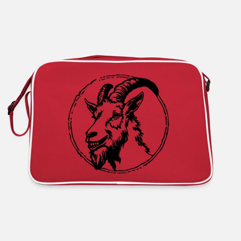 Ziege Steinbock Ziegenbock - Retro Tasche - Rot/Weiß