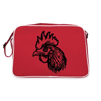 Huhn Hühnerstall - Retro Tasche - Rot/Weiß - Hinten