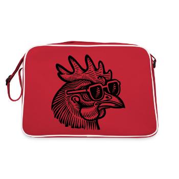 Huhn Hühnerstall - Retro Tasche - Rot/Weiß - Hinten