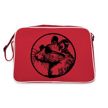 Maus Ratte - Retro Tasche - Rot/Weiß - Hinten