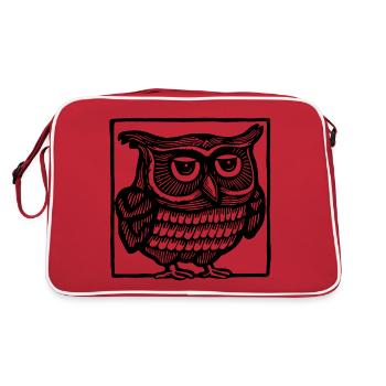 Eule - Retro Tasche - Rot/Weiß - Hinten