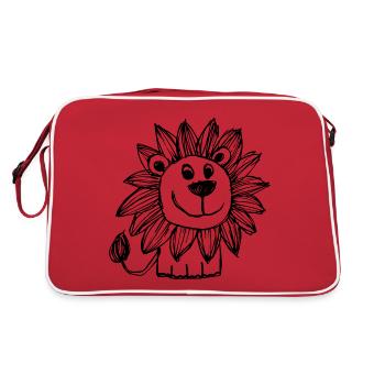 Lion Lion Head - Retro Bag - red/white - Back