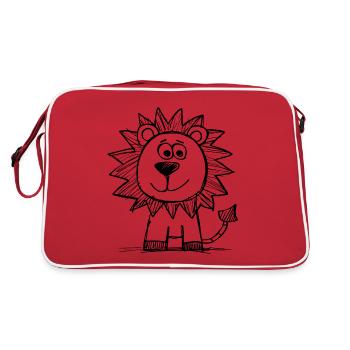 Lion Lion Head - Retro Bag - red/white - Back