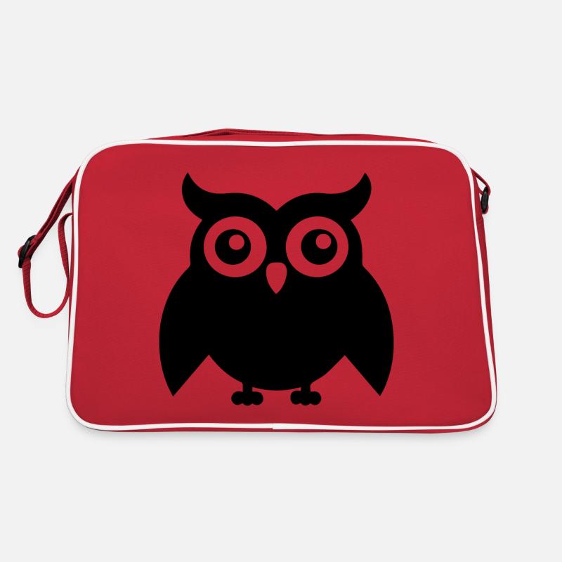 Eule - Retro Tasche - Rot/Weiß