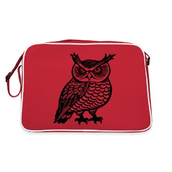 Eule Eulen Vogel - Retro Tasche - Rot/Weiß - Hinten
