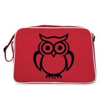 Eule Eulen Vogel - Retro Tasche - Rot/Weiß - Hinten