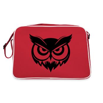 Eule Eulen Vogel - Retro Tasche - Rot/Weiß - Hinten