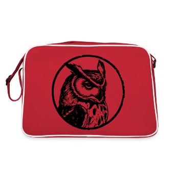 Eule Eulen Vogel - Retro Tasche - Rot/Weiß - Hinten