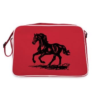 Horse Horses Riding Rider Rider - Retro Bag - red/white - Back