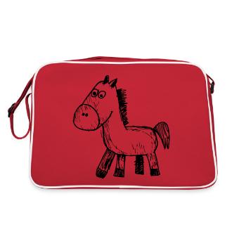 Horse Horses Riding Rider Rider - Retro Bag - red/white - Back