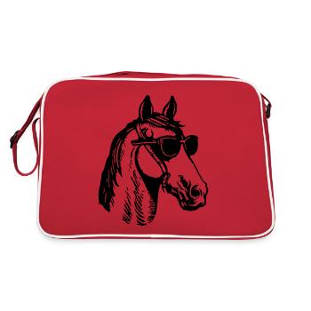 Horse Horses Riding Rider Rider - Retro Bag - red/white - Back