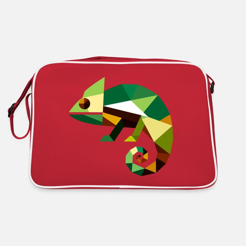 Geometrisches Chamäleon - Retro Tasche - Rot/Weiß
