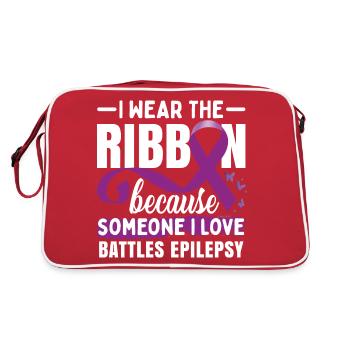 Epilepsiebewusstsein Frauen Lila Band - Retro Tasche - Rot/Weiß - Hinten