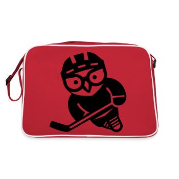 Hockey sur glace hibou silhouette harfang des neiges joueur - Sac Retro - rouge/blanc - Dos