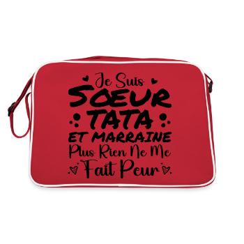 Schwester Tata und Patin Ich bin Schwester Tata - Retro Tasche - Rot/Weiß - Hinten